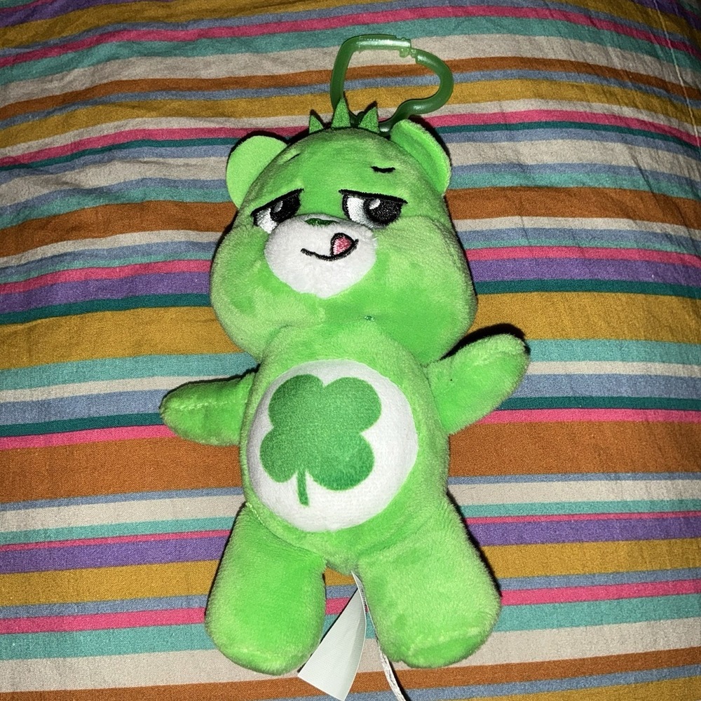 Care Bears Good‎ Luck Bear One Lucky Bear 6" Plush Clip-On Keychain Green Clover